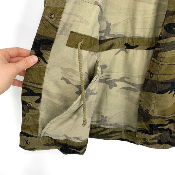 JOHNNY WAS Workshop Raquel Corduroy Embroidered Shacket Green Camo PXS - Picture 6 of 10